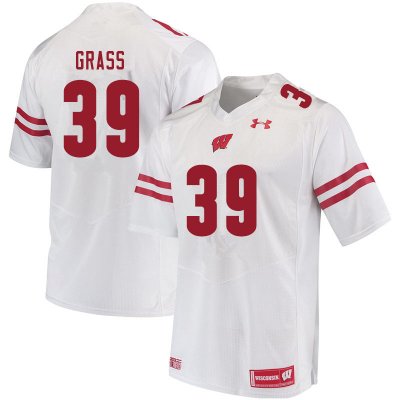 Men's Wisconsin Badgers NCAA #39 Tatum Grass White Authentic Under Armour Stitched College Football Jersey AB31Q56HF